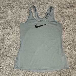 Womens Nike Pro Dri-Fit gray athletic racerback tank top. MEDIUM
